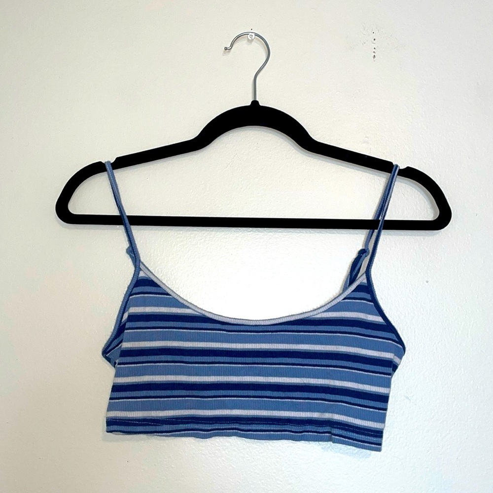 Striped Blue Cropped Tank Top